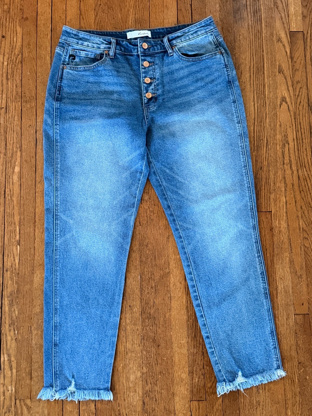 Kancan Light Blue Wash High-Rise Cropped Jeans